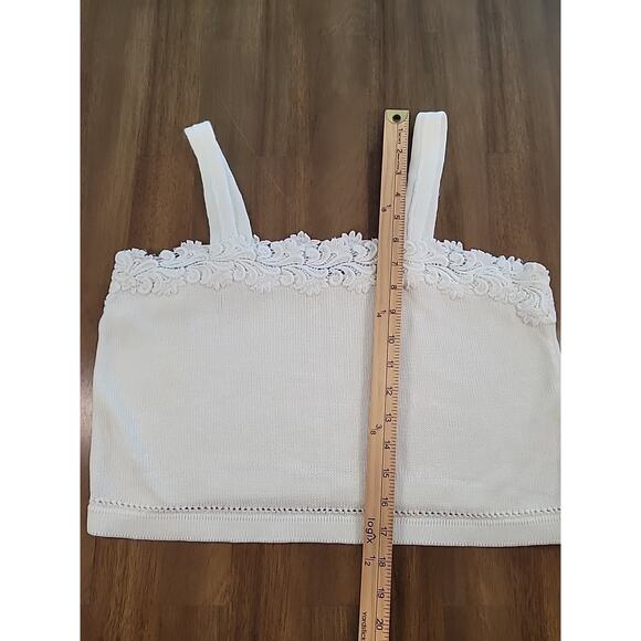 VTG Romantic Cottagecore Knit Crochet Ivory Cardigan + Crop Blouse M EUC - Picture 7 of 12